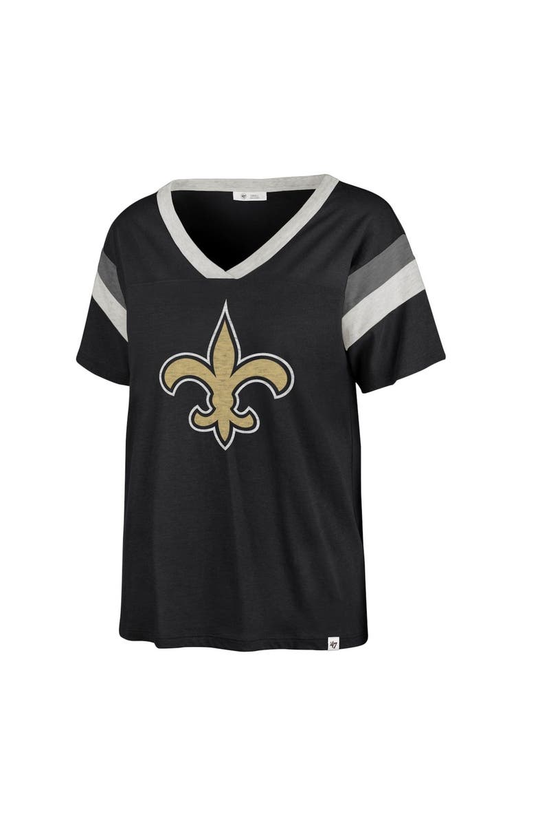'47 Women's '47 Black New Orleans Saints Phoenix V-Neck T-Shirt, Alternate, color, Black