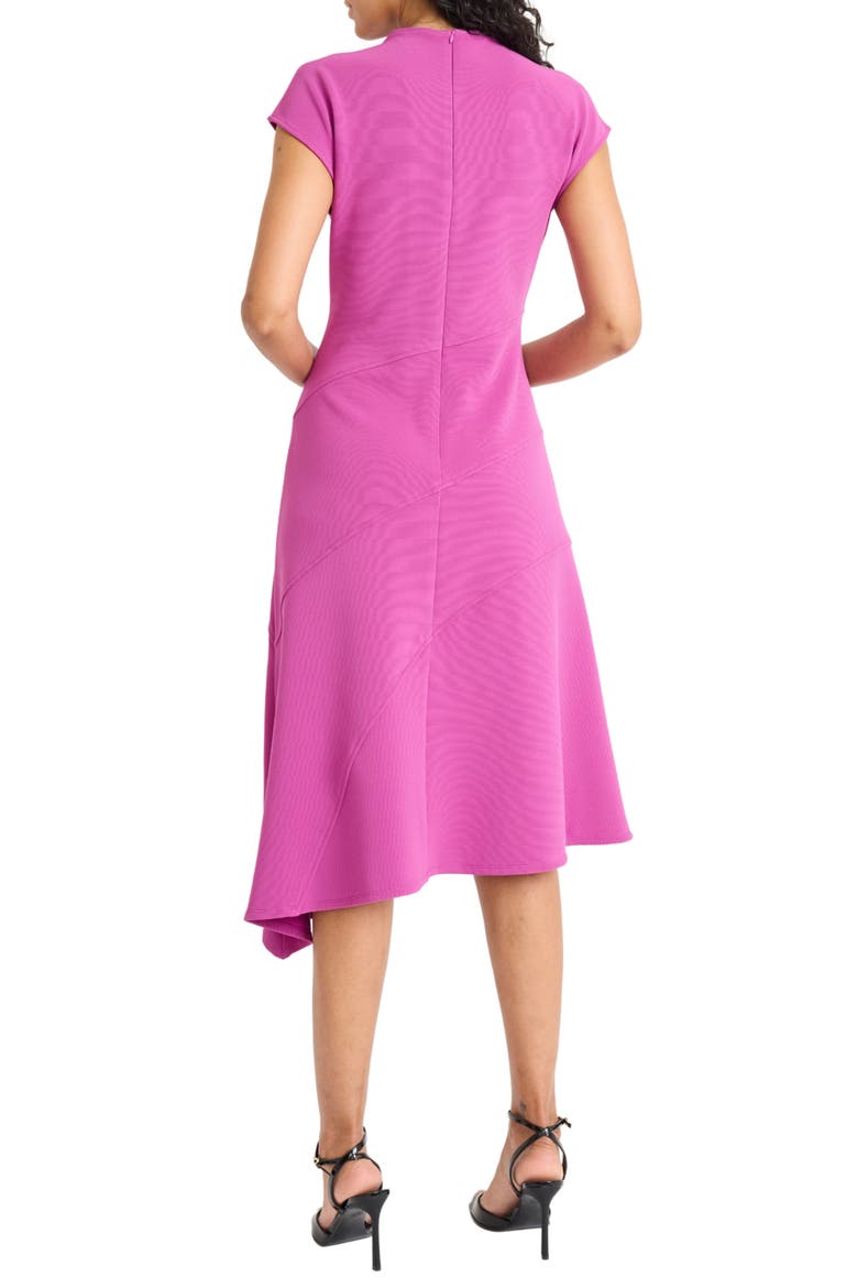 Mock Neck Cap Sleeve Asymmetric Hem A-Line Dress, Alternate, color, CLOVER