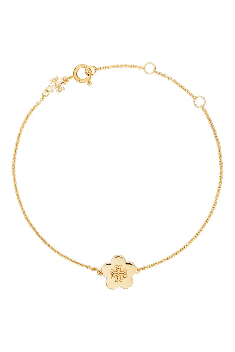 Kira Flower Bracelet, Main, color, TORY GOLD