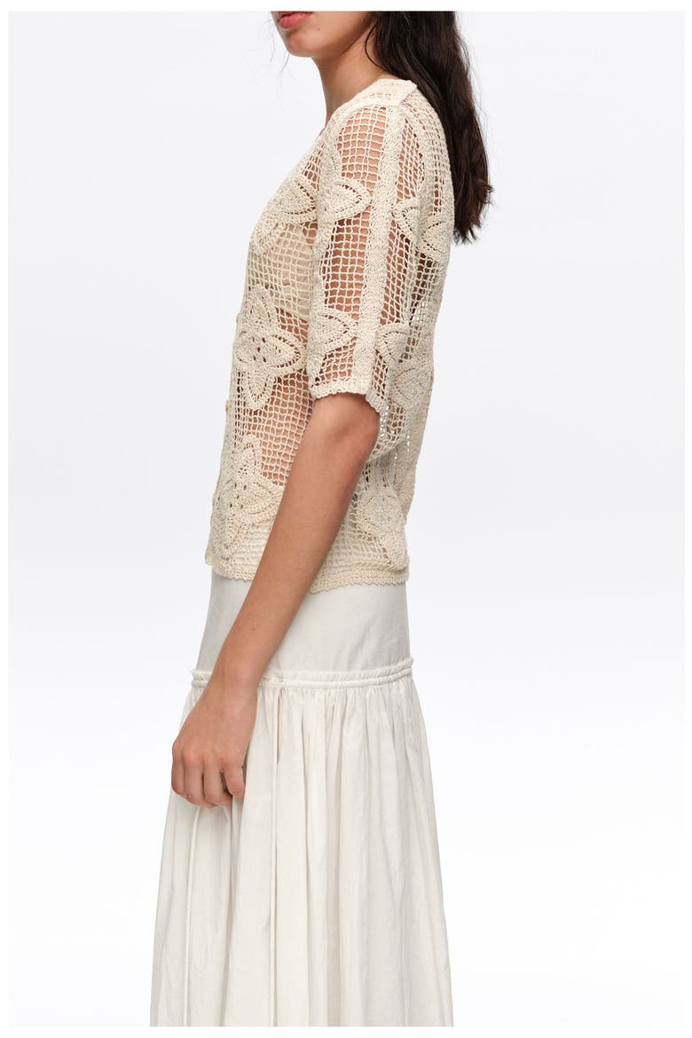 Openwork Knit Cardigan, Alternate, color, SAND