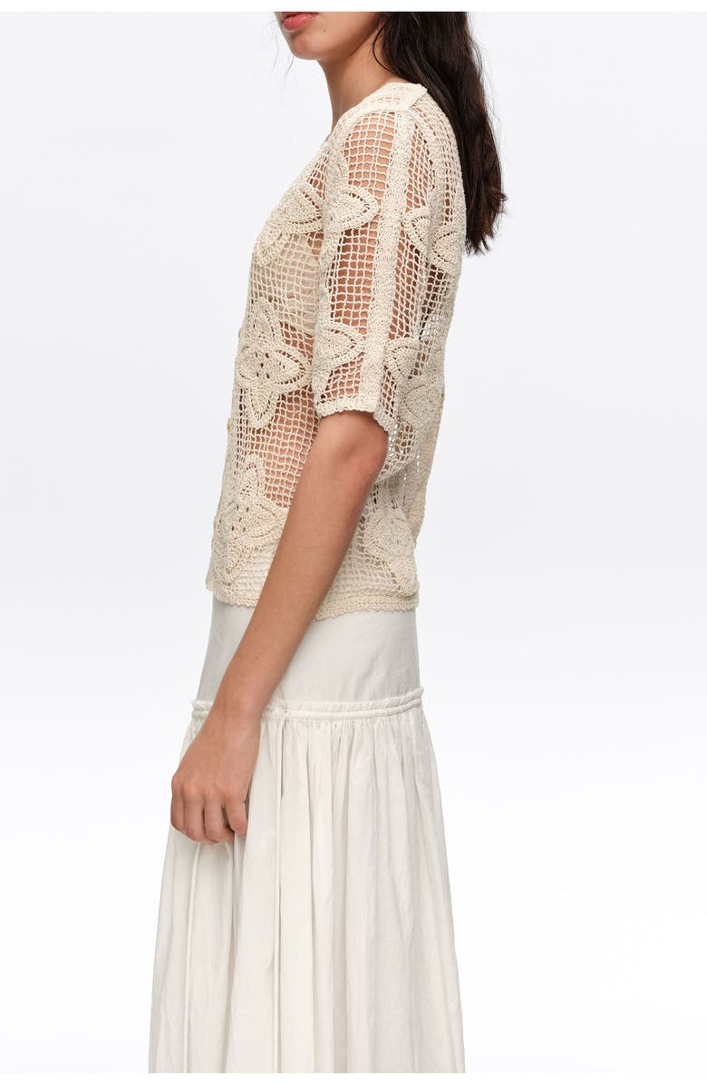 Bimba y Lola Openwork Knit Cardigan, Alternate, color, Sand