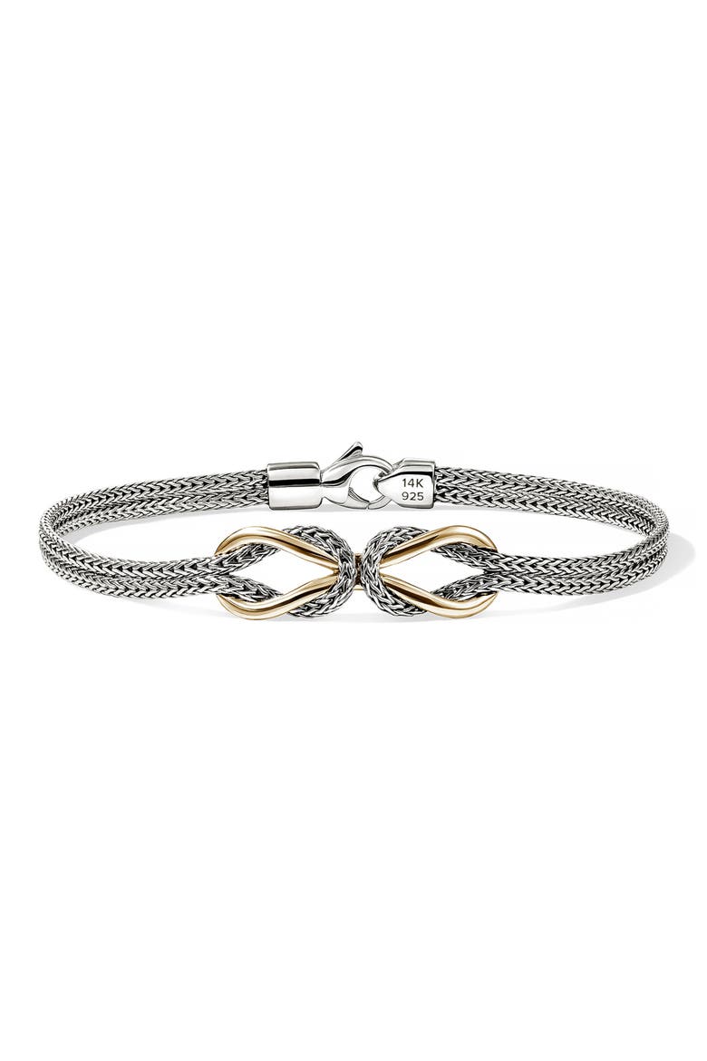 Infinite Love Knot 14k Gold & Sterling Silver Bracelet, Main, color, SILVER