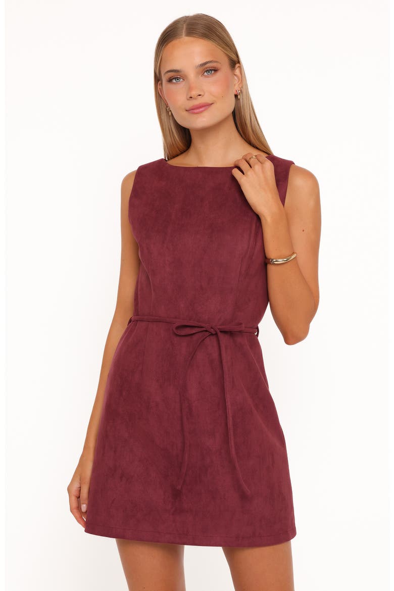 Sharna Faux Suede Minidress, Alternate, color, BURGUNDY