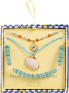 Leith Layered Shell Charm Beaded Necklace