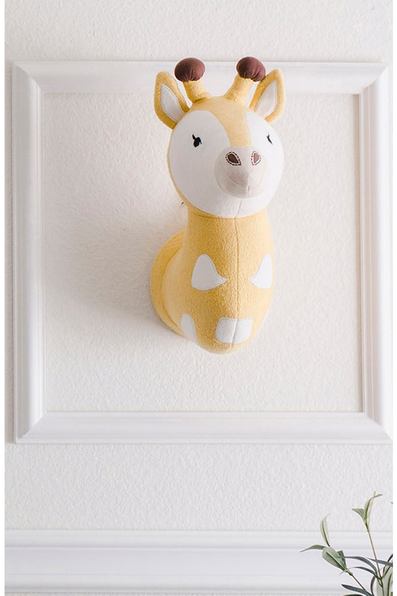 Safari Animal Plush Head Wall Art, Alternate, color, YELLOW/ WHITE