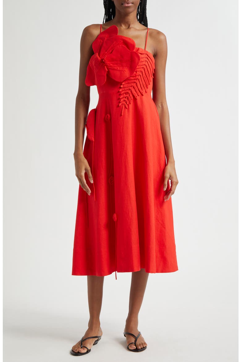 farm rio linen blend dream garden strappy drop-waist midi dress Farm Rio Linen Blend Dream Garden Strappy Drop-Waist Midi Dress at MarketFair Shoppes in Princeton, NJ
