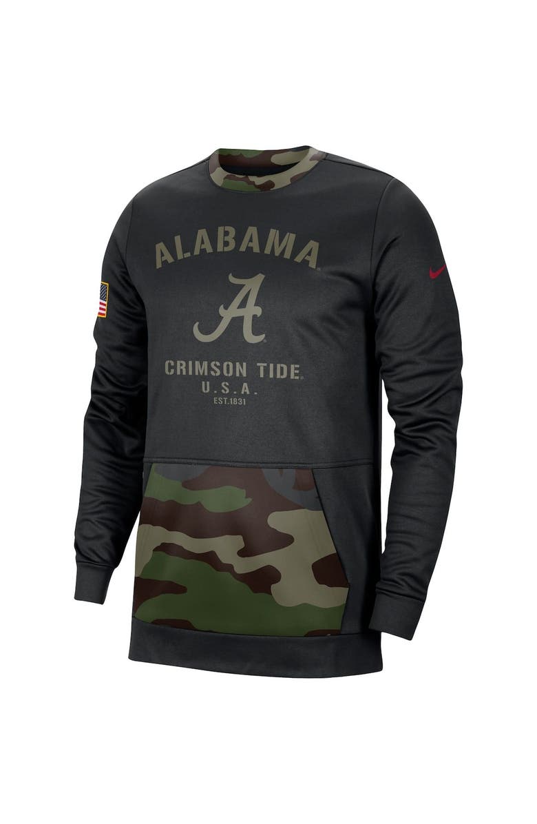 Nike Men's Nike Black/Camo Alabama Crimson Tide Military Appreciation Performance Pullover Sweatshirt, Alternate, color, Black