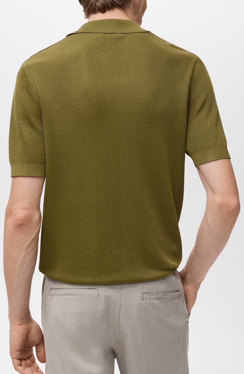 MANGO Johnny Collar Ribbed Polo Sweater, Alternate, color, Green