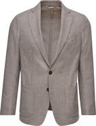 Emanuel Berg Houndstooth Stretch Wool & Linen Blend Sport Coat