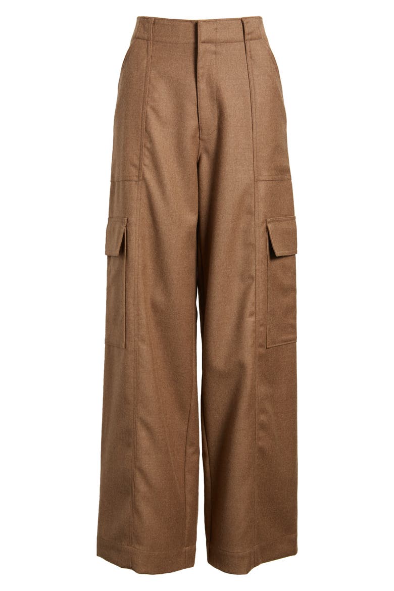 x EmRata Amia Wide Leg Wool Cargo Pants, Alternate, color, UMBER