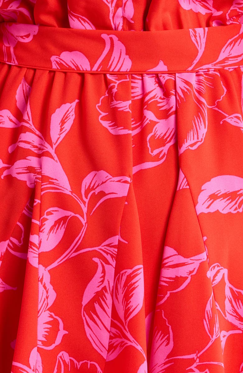 SUGARLIPS Darline Floral Collins Godet Minidress, Alternate, color, Red-Pink-Combo