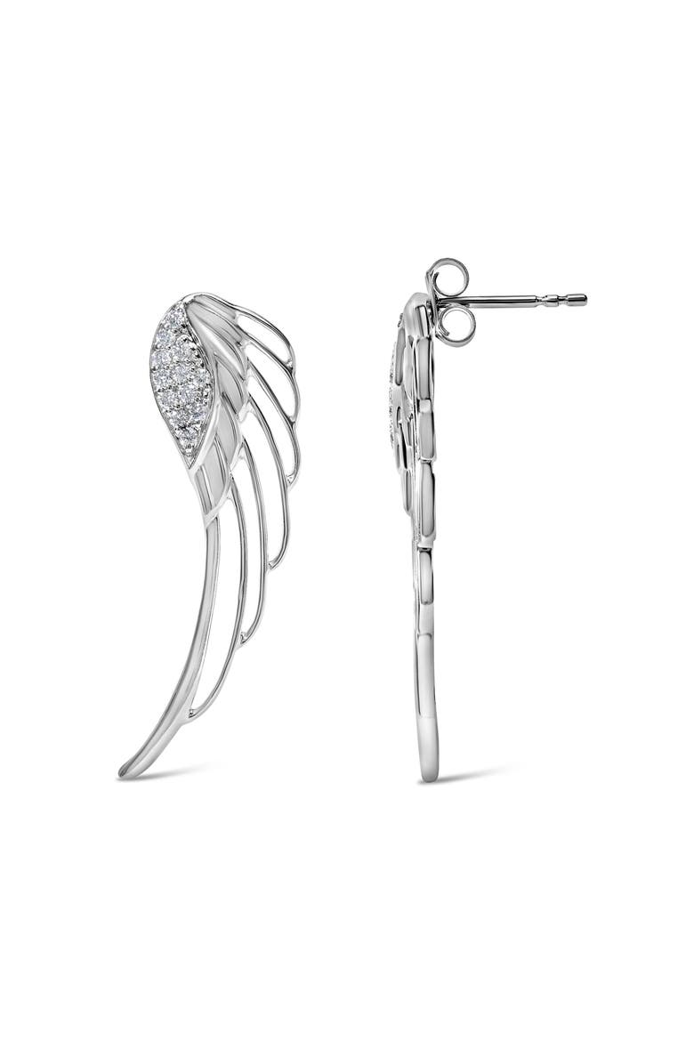 14K White Gold 1/4 Cttw Lab Grown Diamond Angel Wing Stud Earrings, Alternate, color, White