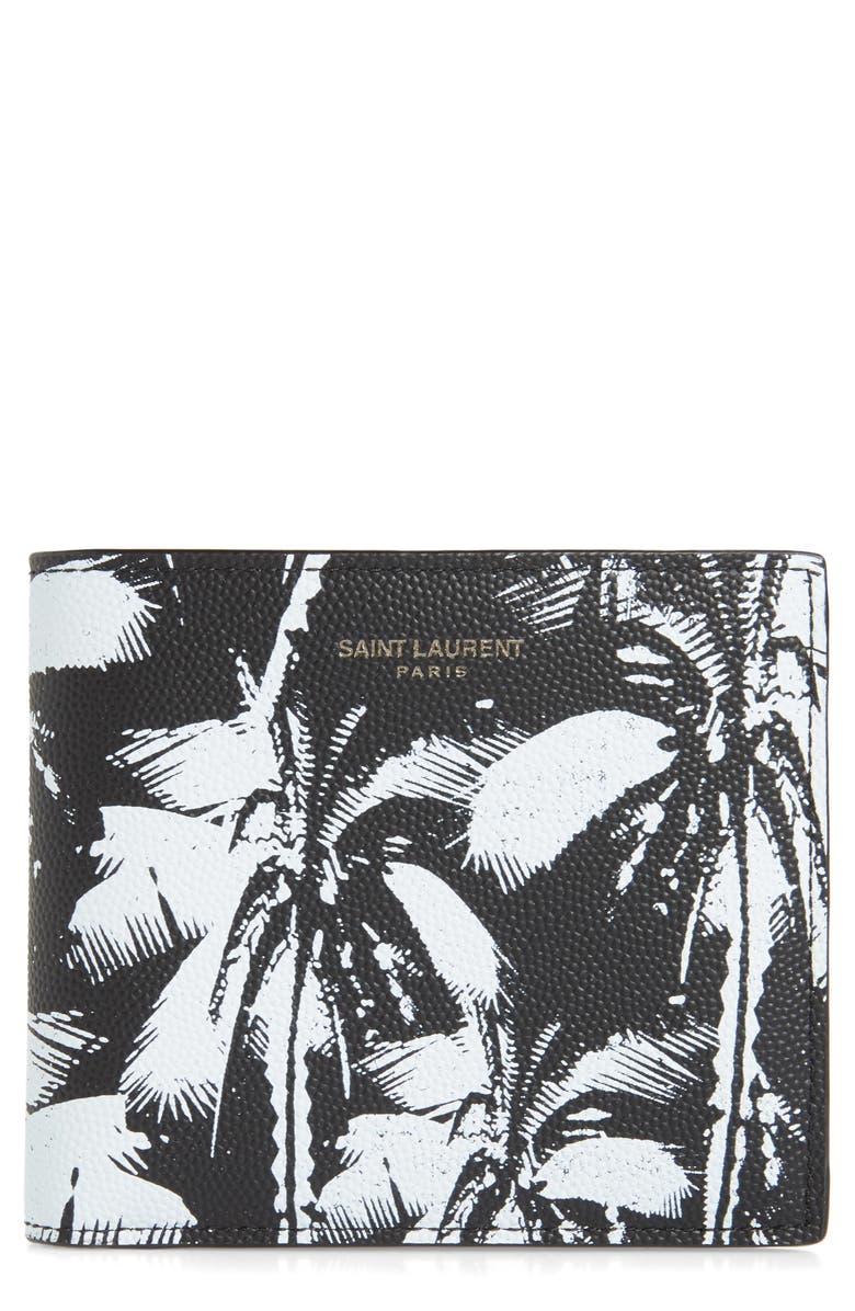 Saint Laurent Palm Leaf Leather Wallet, Main, color,