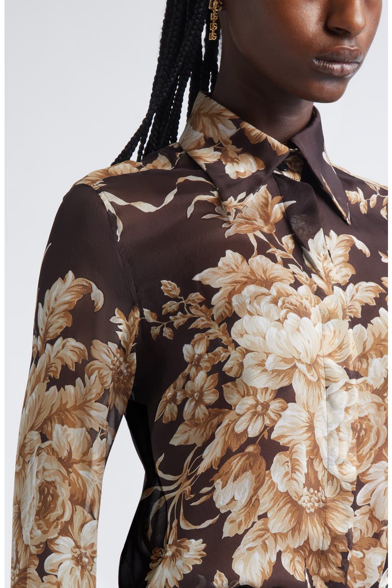 Rose Print Silk Chiffon Button-Up Shirt, Alternate, color, HM4OX ROSE CRETONNE F.MORO