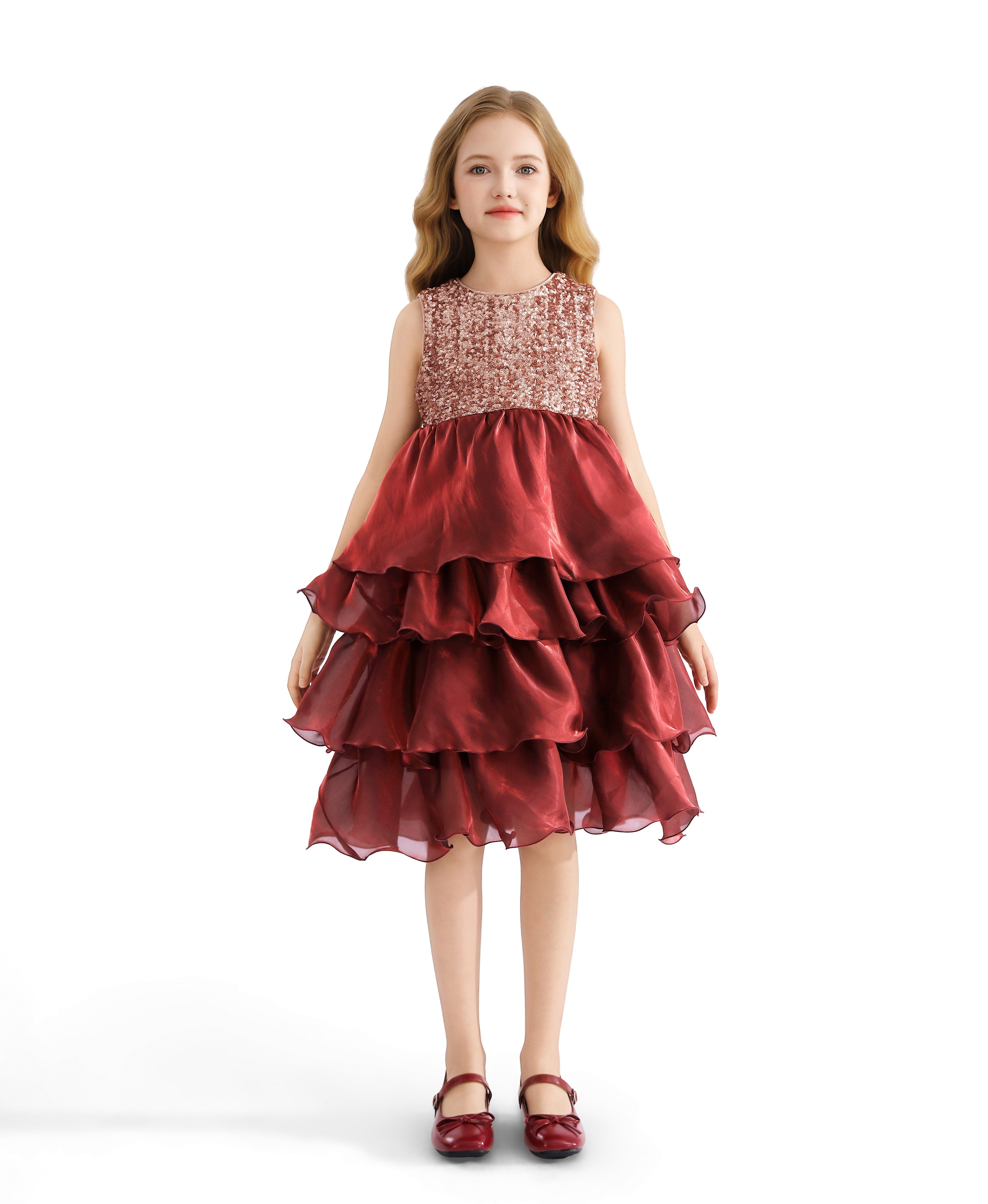 thumbnail image 2 of Cinda Girls Cherry Print Summer Cotton Party Dress – Blue Red Coral Pink, Sizes 4-8 Years 2 of 5
