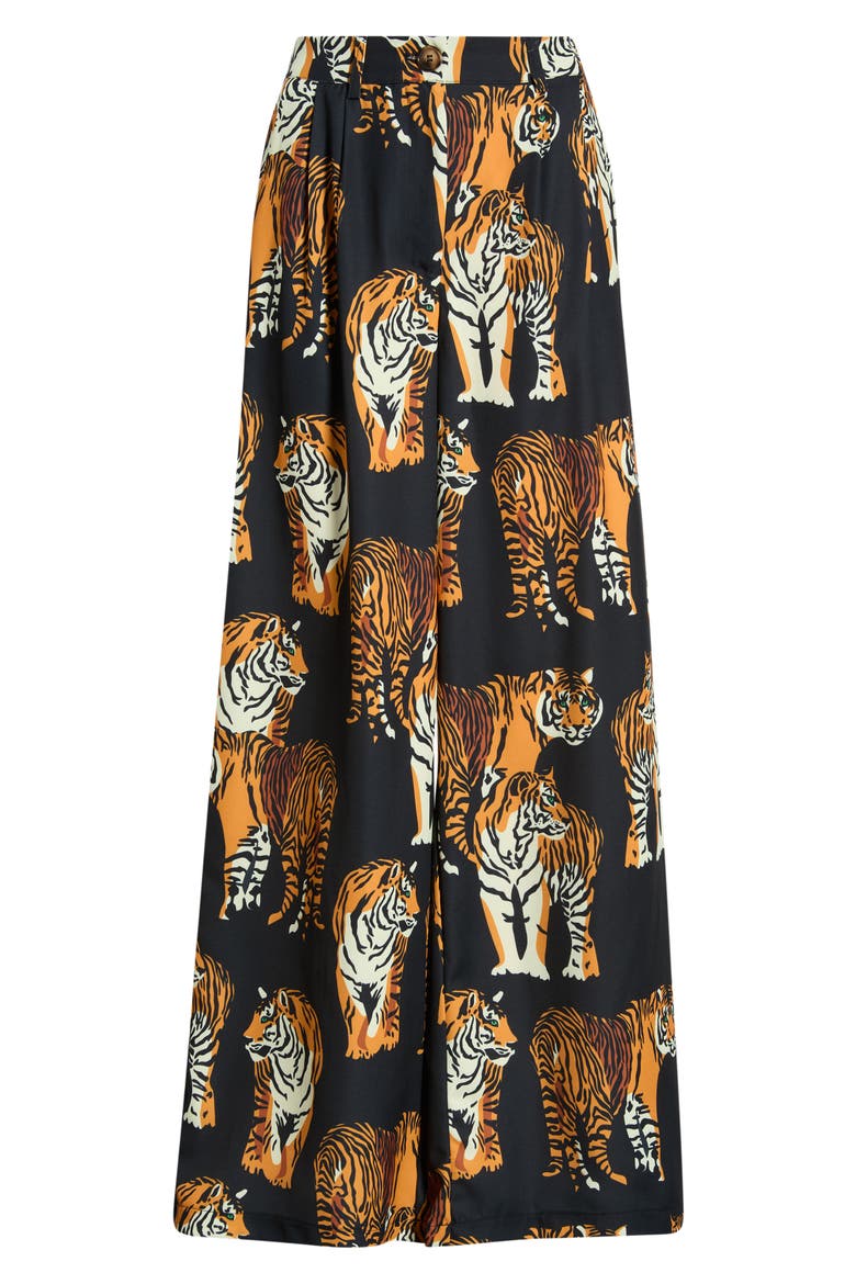 Never Taking These Off Tiger Tales Wide Leg Trousers, Alternate, color, BLACK TIGER TALES