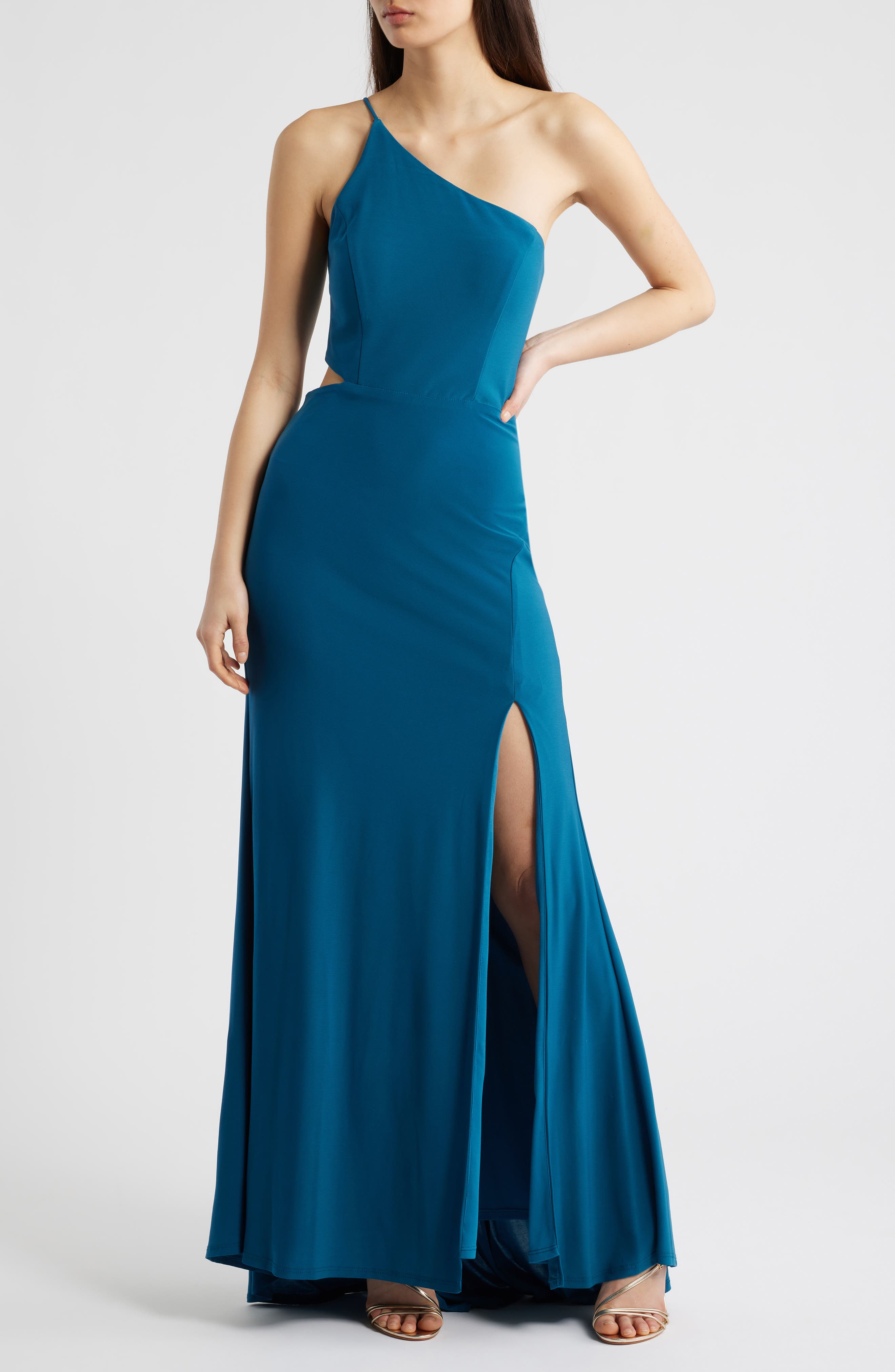 One-Shoulder Side Cutout Gown - image 5