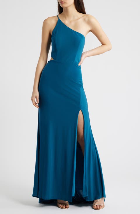 One-Shoulder Side Cutout Gown