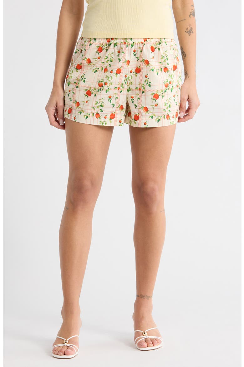 Floral Print Shorts, Main, color, MARSHMALLOW