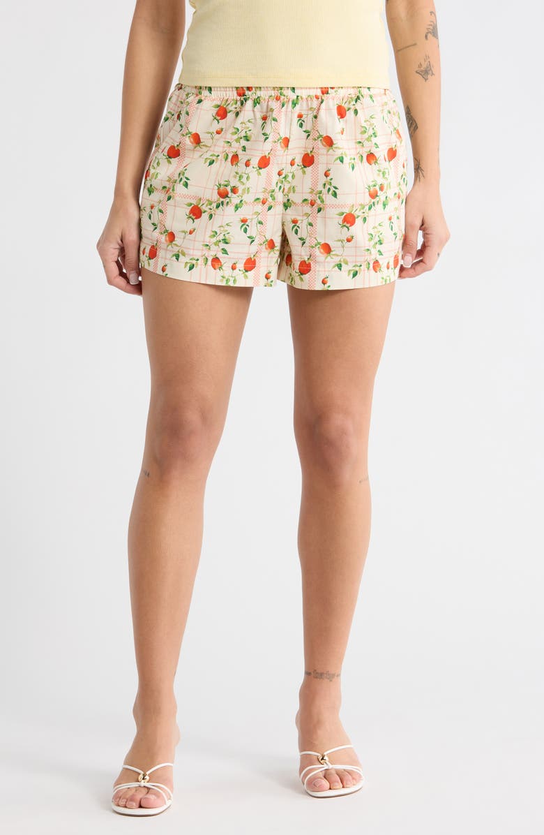 Vinyl Icons Floral Print Shorts, Main, color, Marshmallow