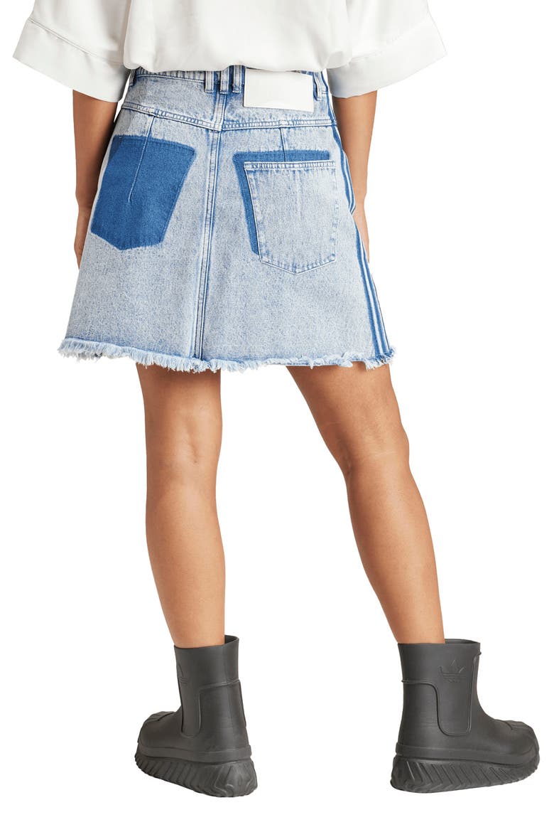 x KSENIASCHNAIDER Fray Hem Denim Skirt, Alternate, color, LIGHT DENIM
