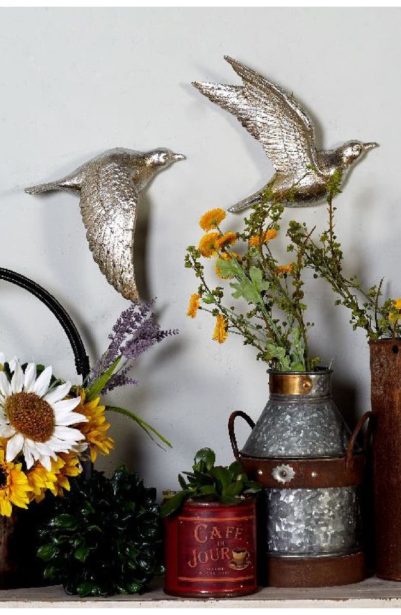 WILLOW ROW Eclectic Resin Birds in Flight Wall Decor - Set of 3, Alternate, color, 
