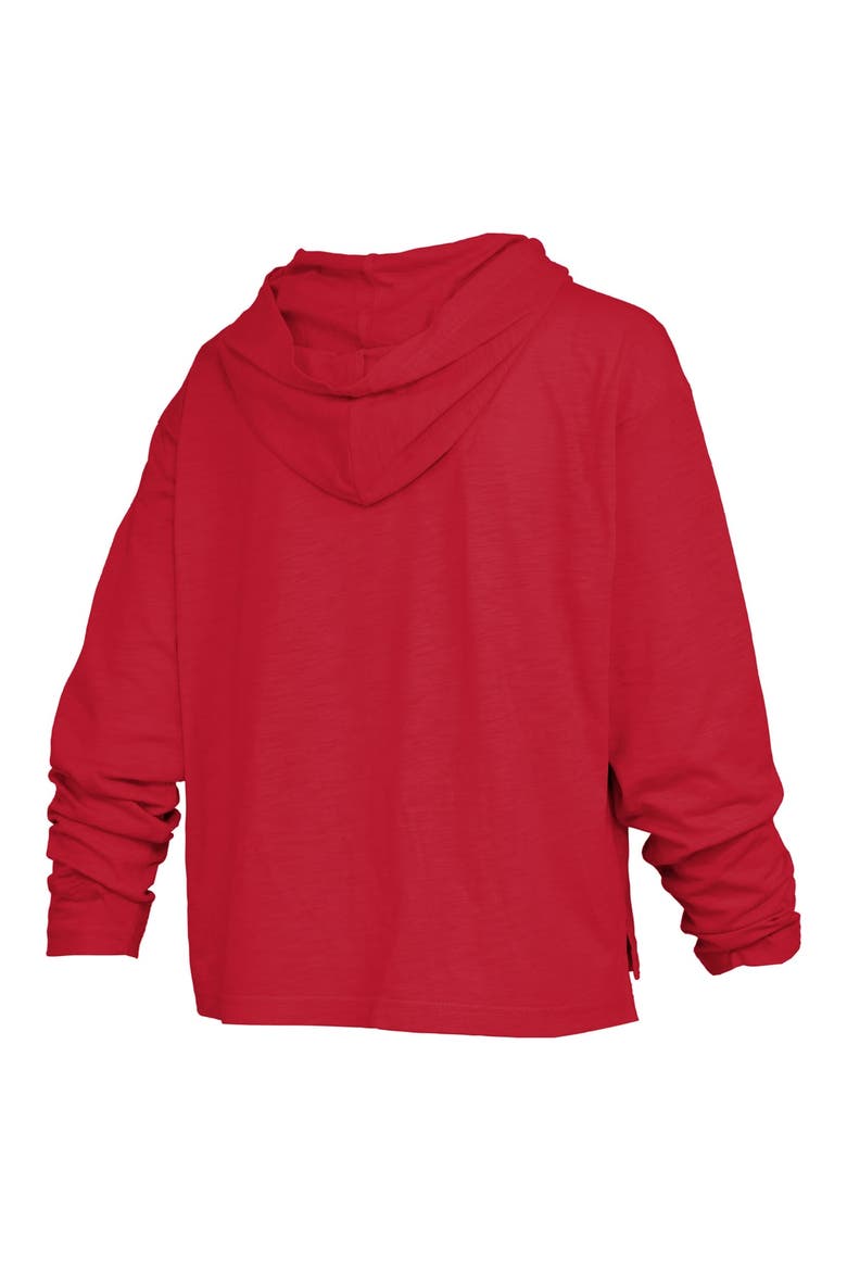 Women's Pressbox  Scarlet Ohio State Buckeyes Castillo Slub Waist Length Long Sleeve Hooded T-Shirt, Alternate, color, Scarlet
