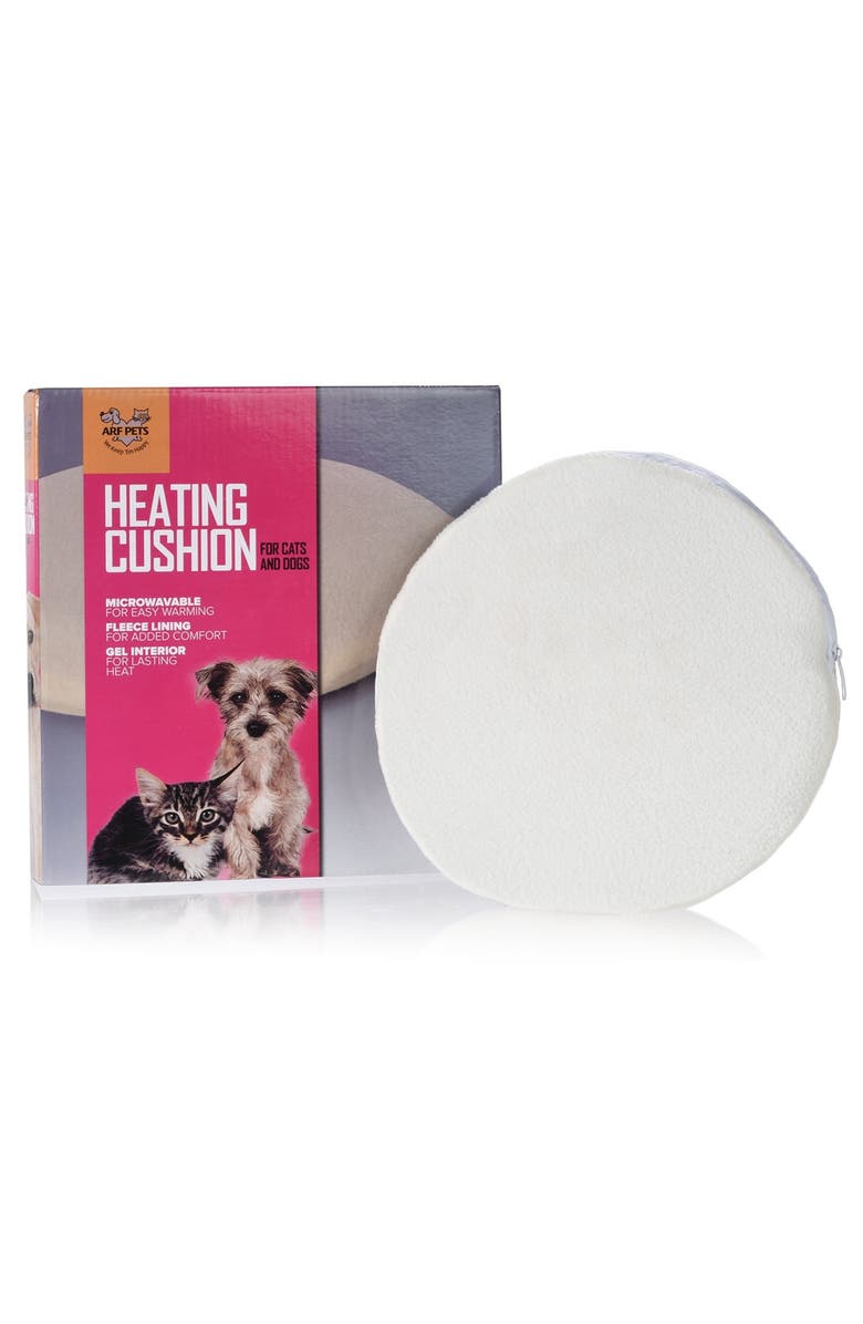 Arf Pets Microwavable Pet Heating Pad, Self Warming Mat with Cozy Cover & Cushion, Main, color, White