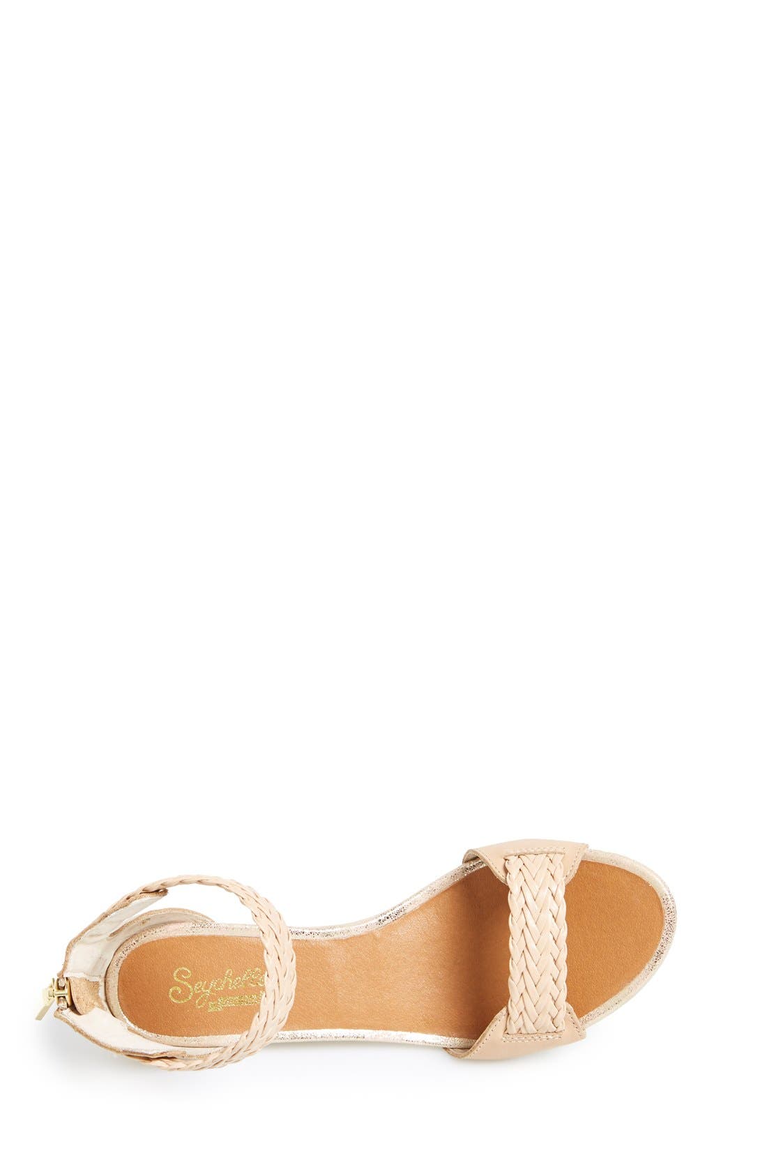 'Spelling Bee' Leather Ankle Cuff Wedge Sandal, Alternate, color, NUDE
