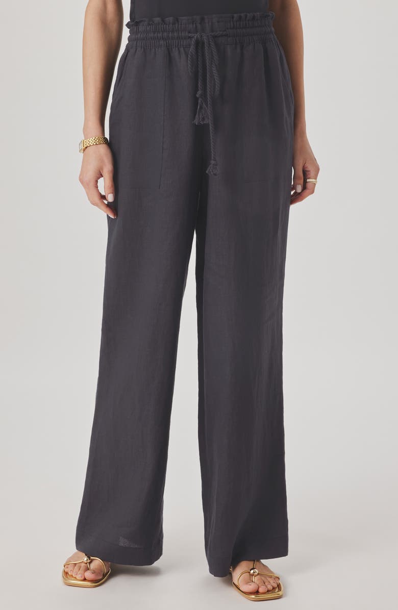 Splendid Stella Paperbag Linen Wide Leg Pants, Main, color, Lead Grey