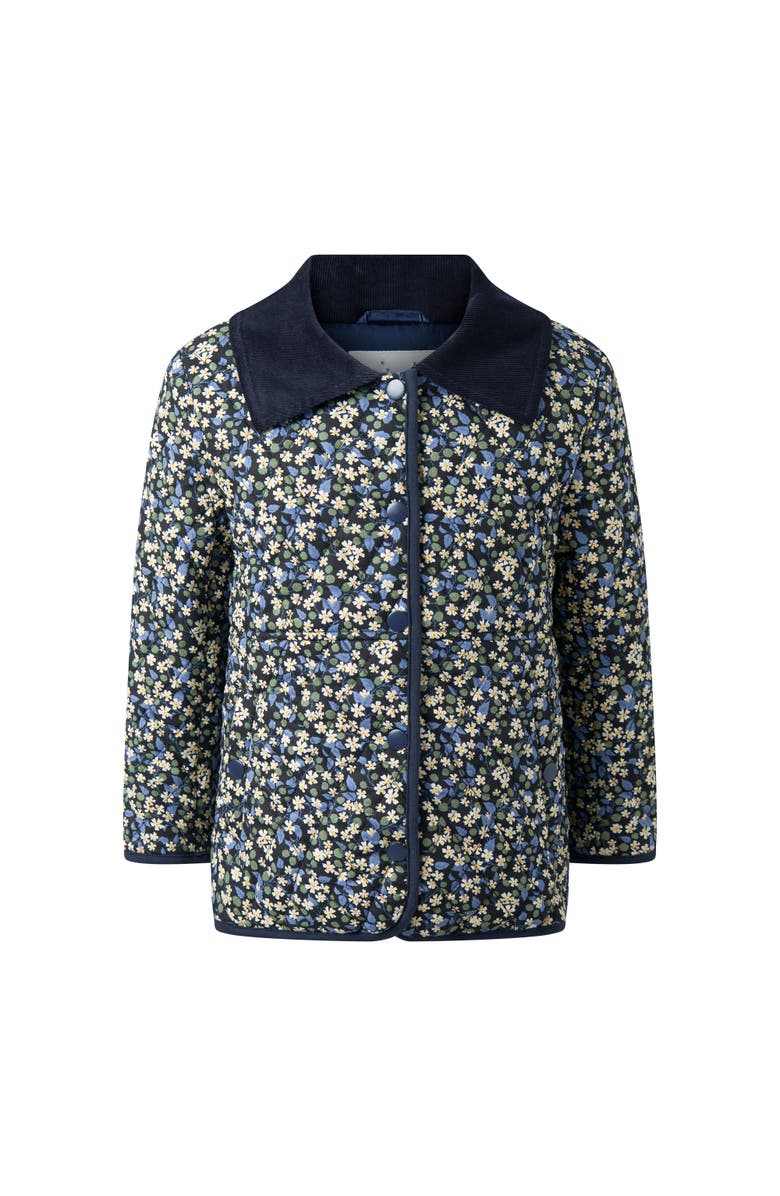 Rachel Riley Berry Floral Quilted Jacket, Main, color, Navy