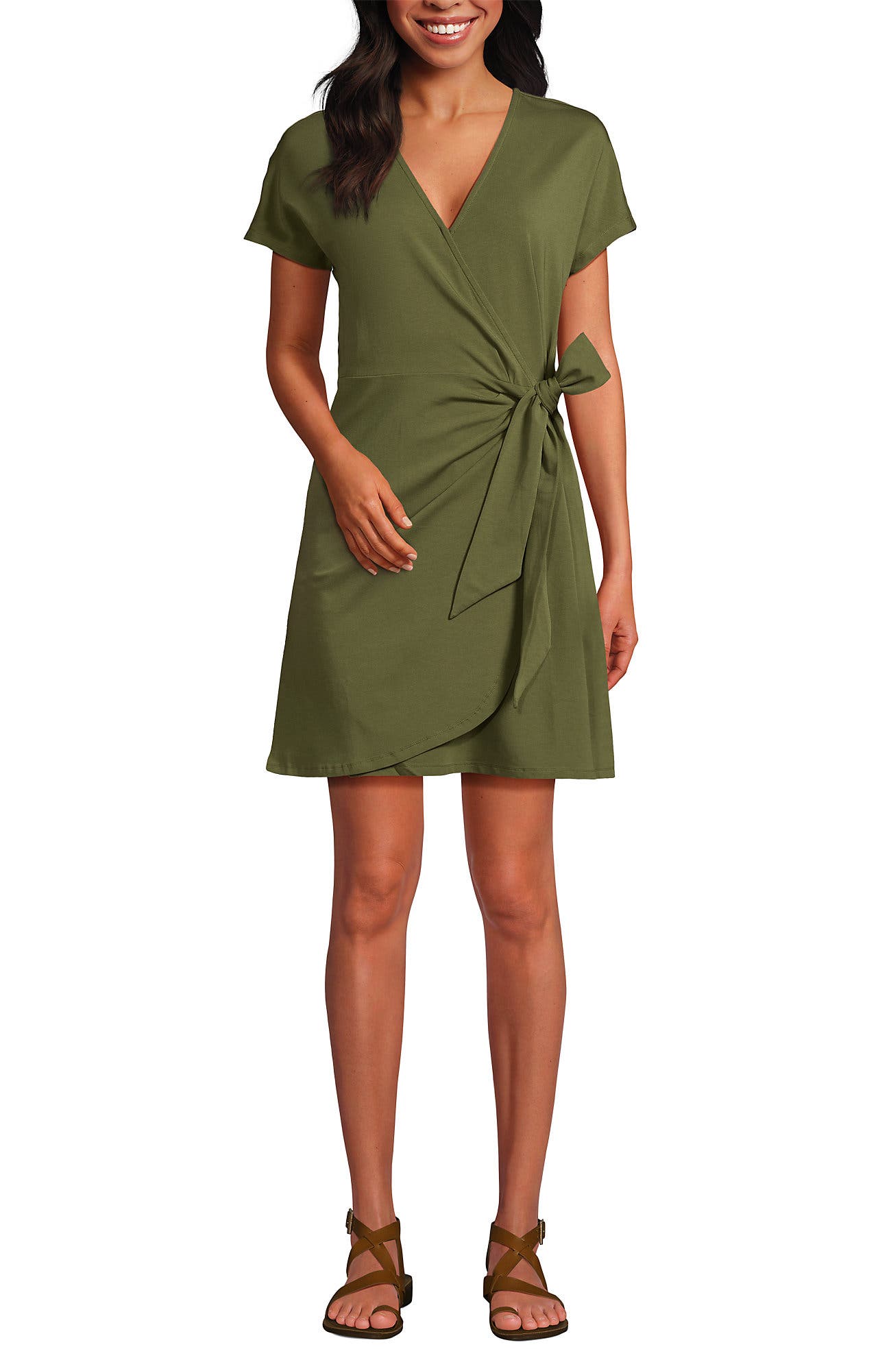 Cotton Modal V Neck Mini Wrap Dess