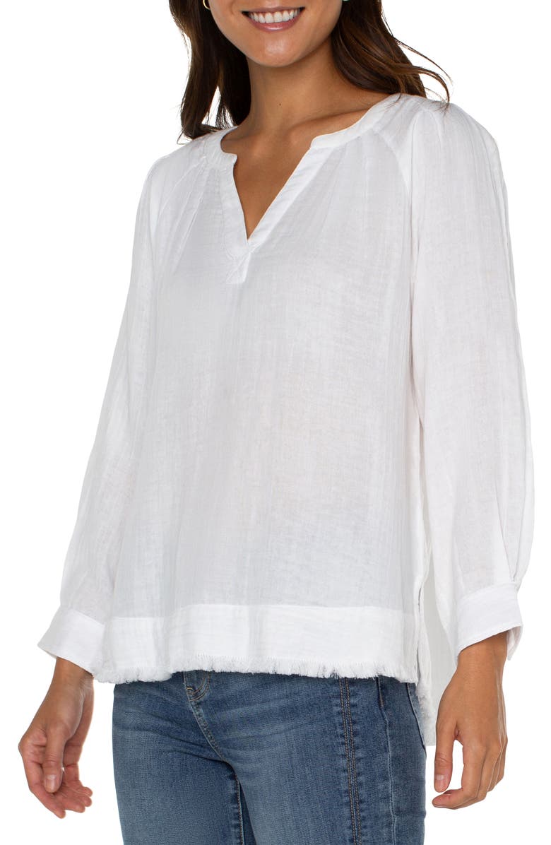 Liverpool Los Angeles Pleat Detail Raglan Sleeve Gauze Top, Alternate, color, 