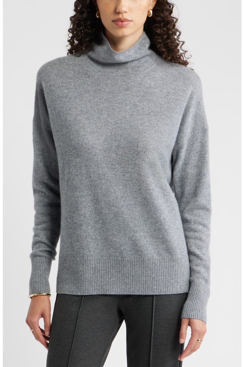 Oversize Cashmere Turtleneck Sweater, Main, color, GREY NIGHT