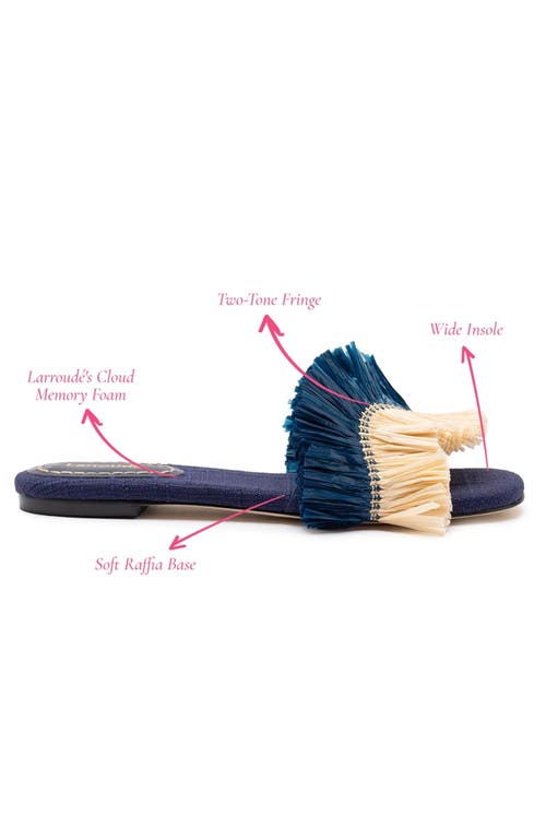 Larroude Ivy Fringe Flat In Navy Fringe