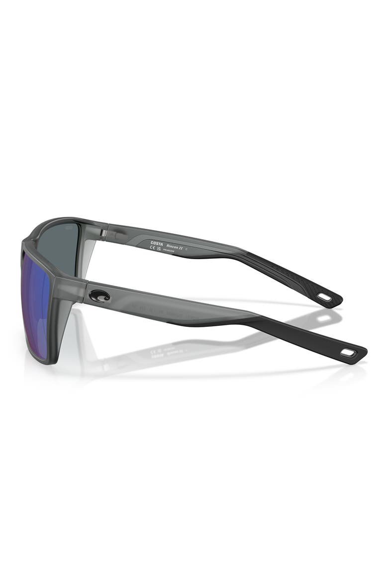Rincon II 64mm Mirrored Polarized Oversize Rectangular Sunglasses, Alternate, color, SMOKE CRYSTAL/ BLUE 580P