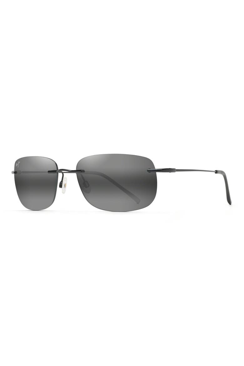 Ohai 59.5mm Polarized Rectangular Sunglasses, Alternate, color, BLACK GLOSS/ NEUTRAL GREY