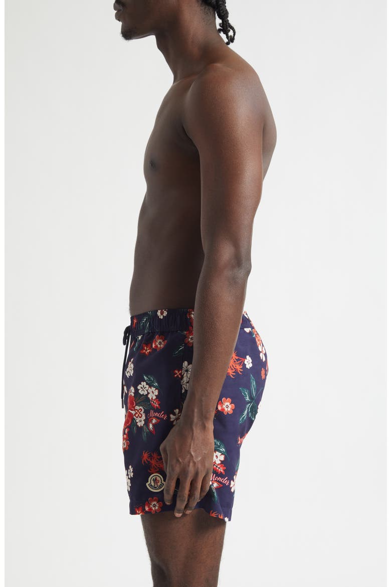 Floral Swim Trunks, Alternate, color, NAVY/ RED FLORAL