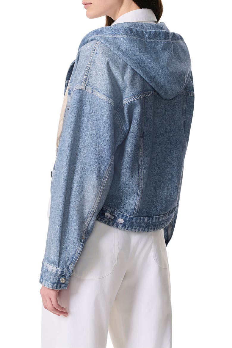 rb Miramar Hooded Trompe l'Oeil Faux Denim Terry Trucker Jacket, Alternate, color, CONEY