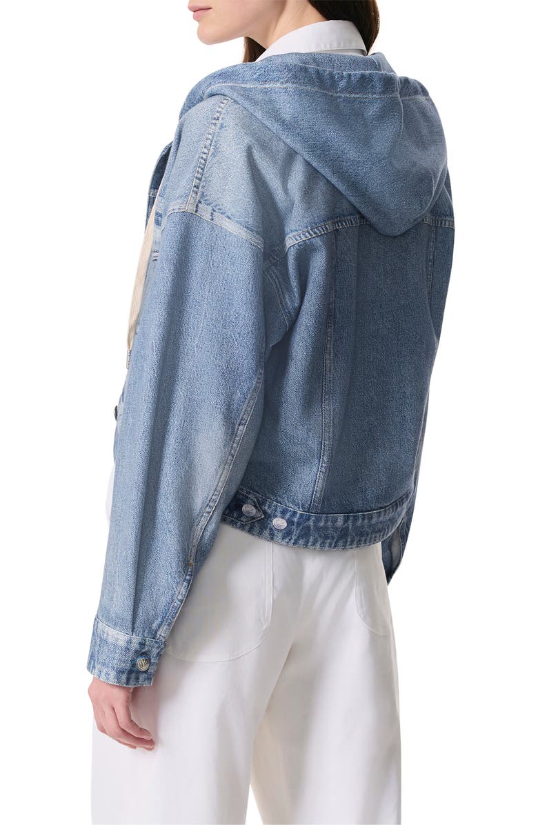 rag & bone Miramar Hooded Trompe l'Oeil Faux Denim Fleece Terry Trucker Jacket, Alternate, color,