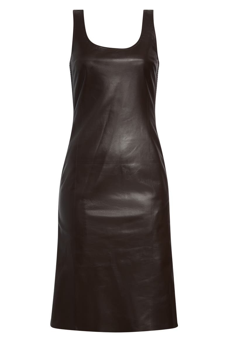 Plongé Lambskin Leather Midi Dress, Main, color, EXPRESSO/ ESPRESSO