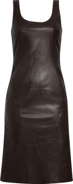 FERRAGAMO Plongé Lambskin Leather Midi Dress