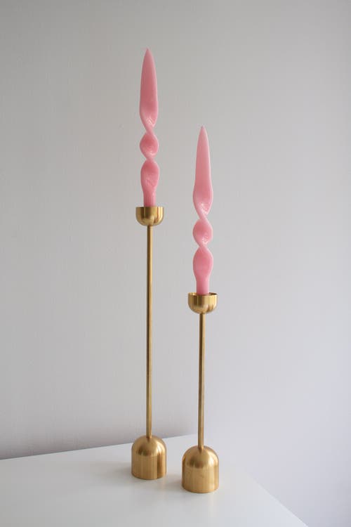 Parma Tile Taper Candle Set In Pink