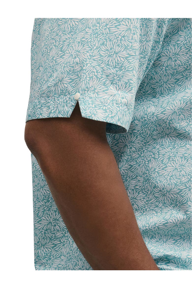 Big & Tall Non-Iron Leaf Print Sport Shirt, Alternate, color, TURQUOISE