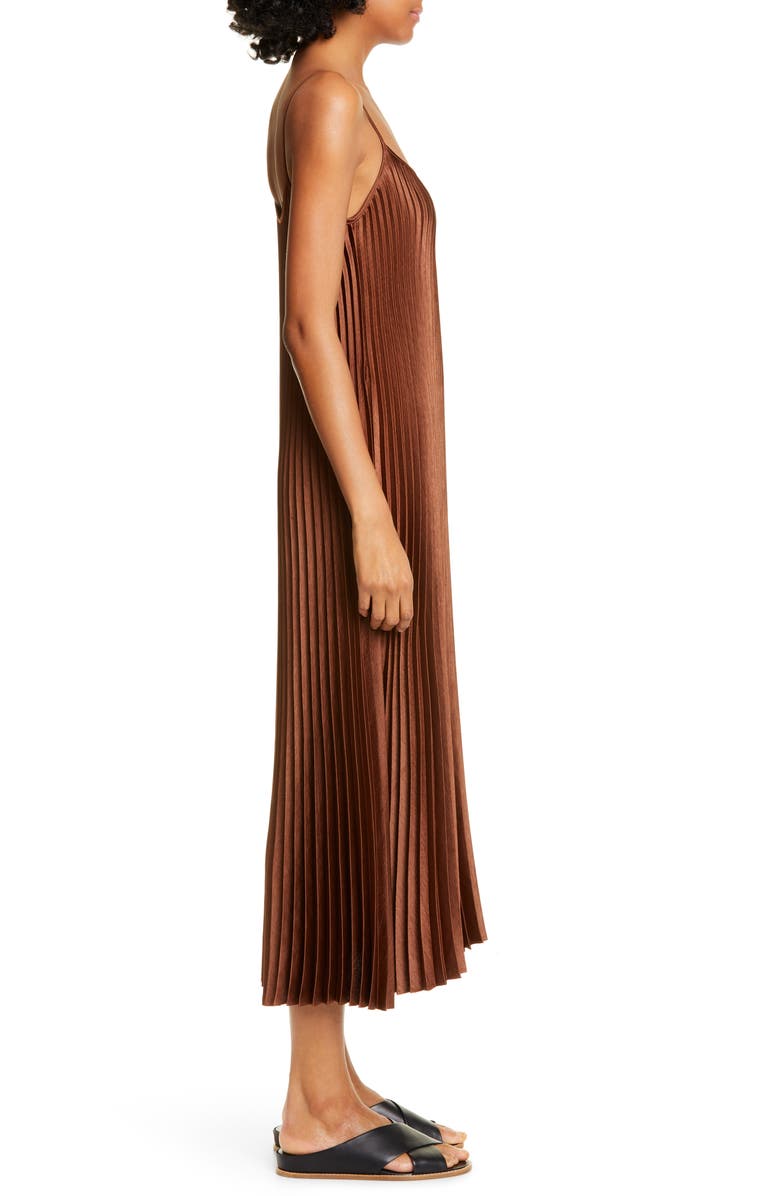 Vince Pleated Satin Slipdress, Alternate, color, 