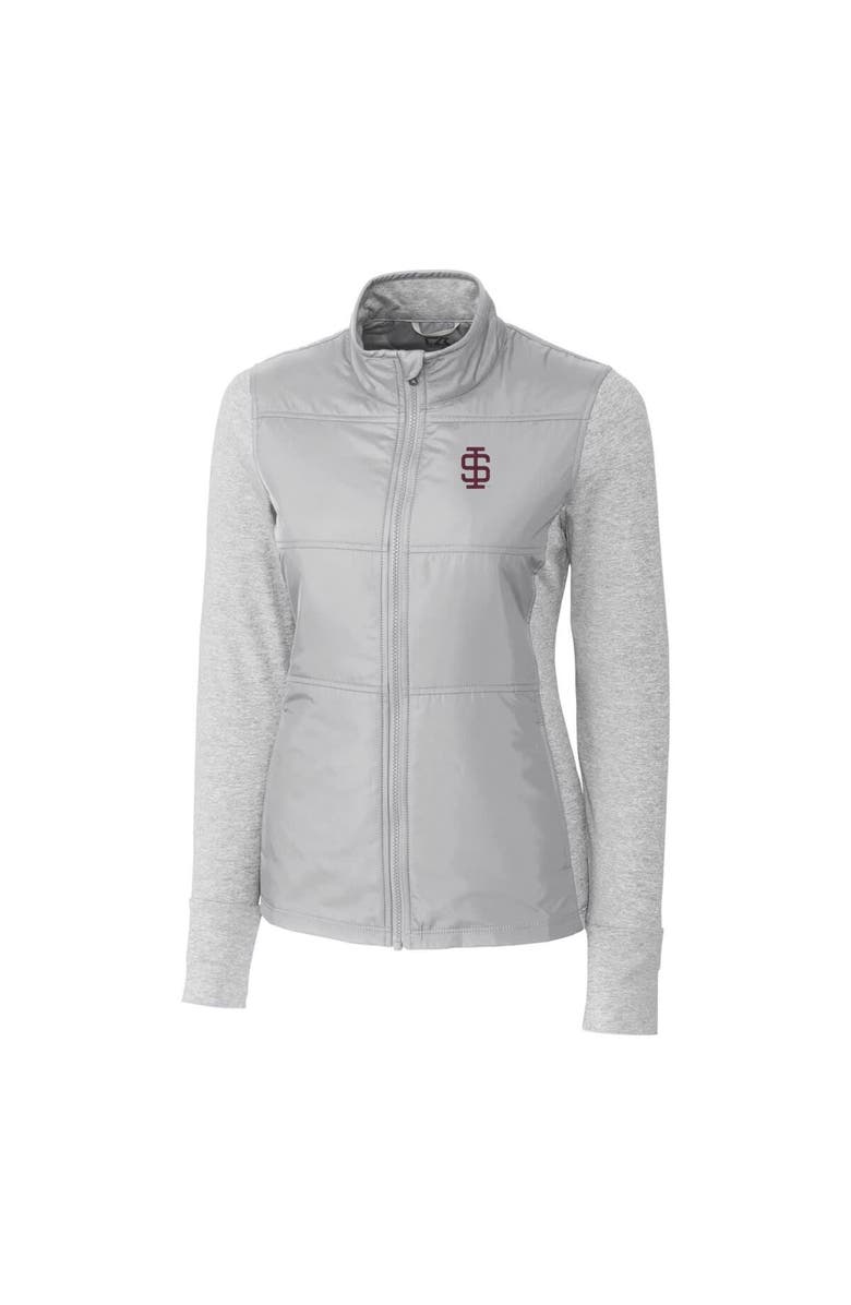 Cutter & Buck Women's Cutter & Buck Gray Southern Illinois Salukis Vault Stealth Hybrid Quilted Full-Zip Jacket, Alternate, color, 