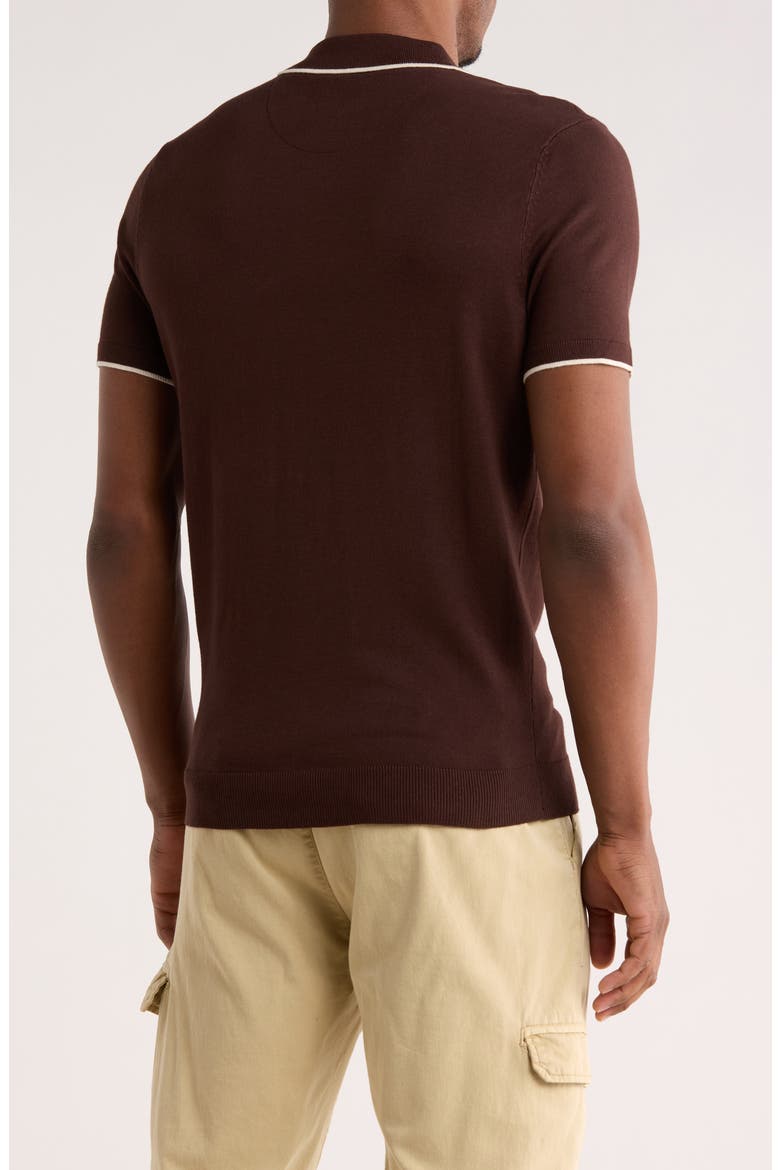 Quarter Zip Polo Sweater, Alternate, color, CHOCOLATE