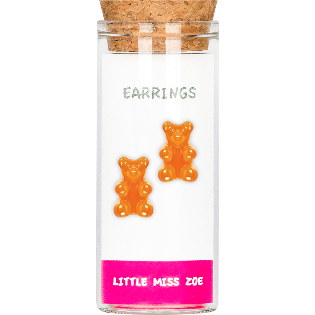 Little Miss Zoe Yummy Bear Stud Earrings In Orange