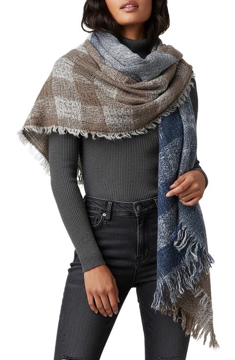 Gradient Stripe Fringe Scarf
