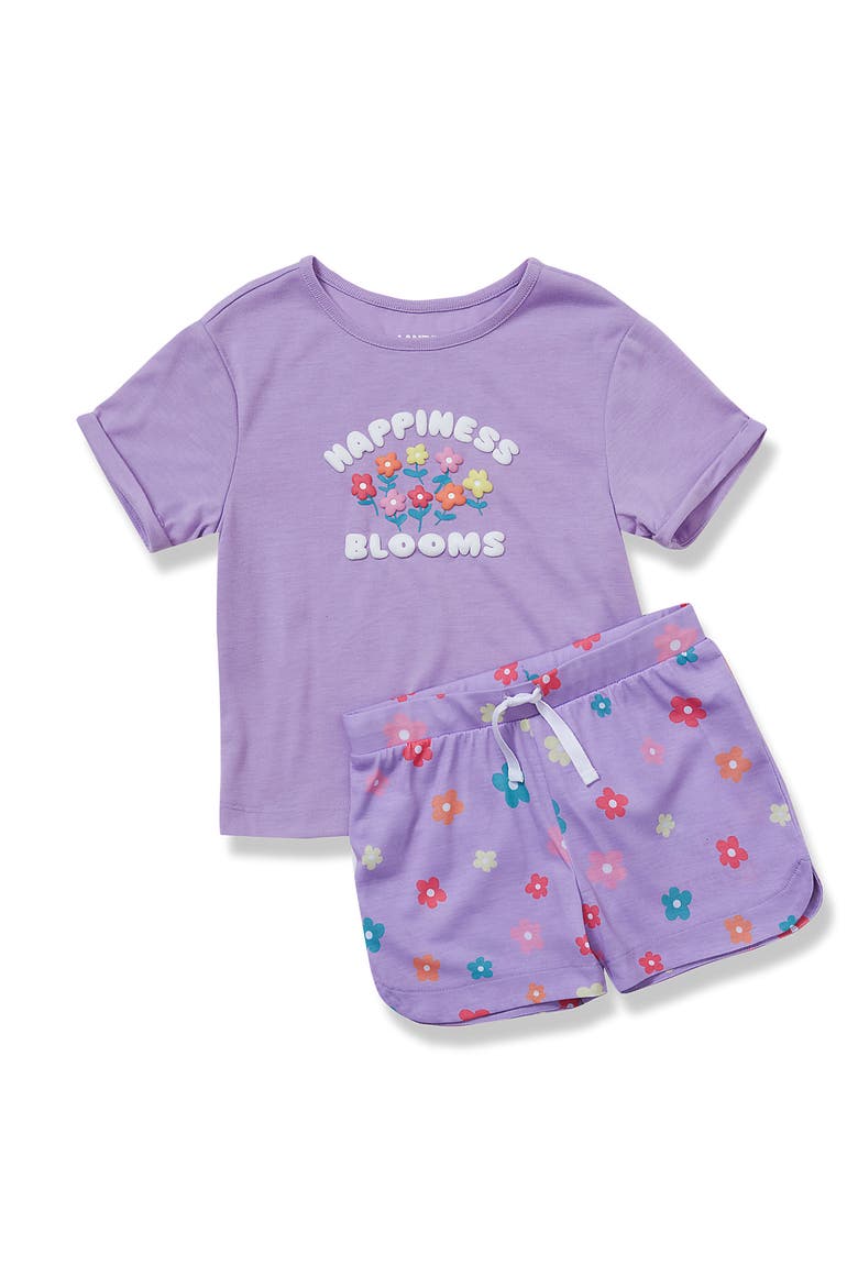 Girls Short Sleeve Tee and Shorts Pajama Set, Main, color, Verbena Floral